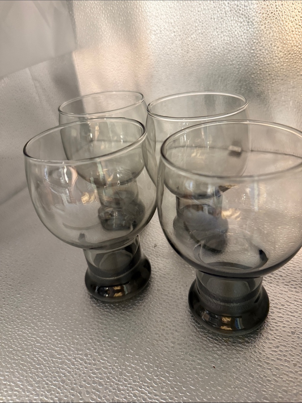 Vintage Libbey Stak Smoke Gray Pedestal Glasses-4